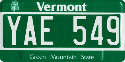 VT license plate YAE549