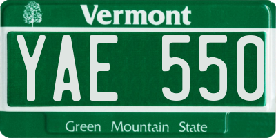 VT license plate YAE550