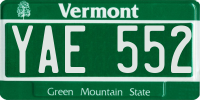 VT license plate YAE552