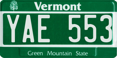 VT license plate YAE553