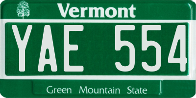 VT license plate YAE554
