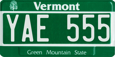 VT license plate YAE555