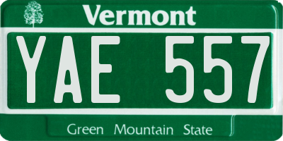 VT license plate YAE557