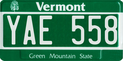 VT license plate YAE558