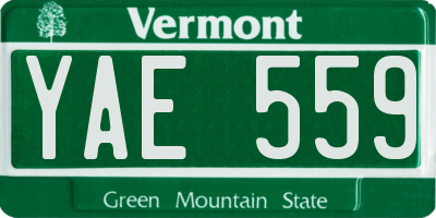 VT license plate YAE559