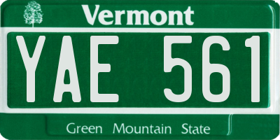 VT license plate YAE561
