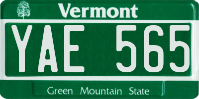 VT license plate YAE565