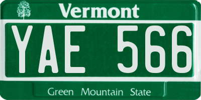 VT license plate YAE566