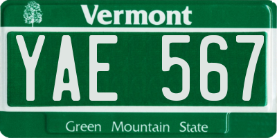VT license plate YAE567