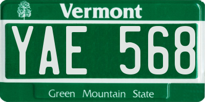 VT license plate YAE568