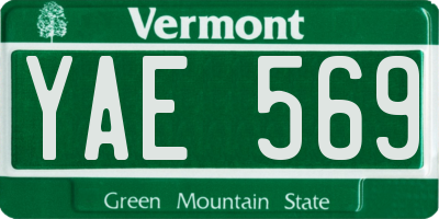 VT license plate YAE569