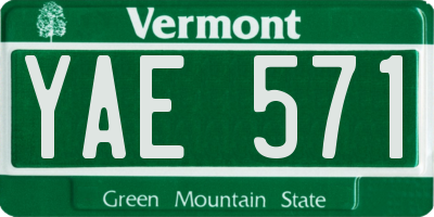 VT license plate YAE571