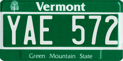 VT license plate YAE572