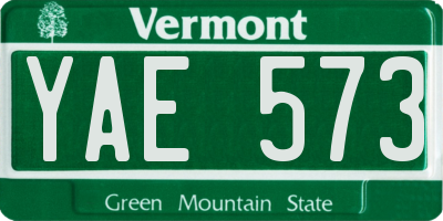 VT license plate YAE573