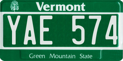 VT license plate YAE574
