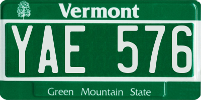 VT license plate YAE576