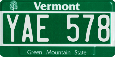 VT license plate YAE578