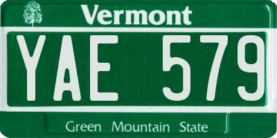 VT license plate YAE579