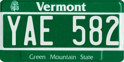 VT license plate YAE582