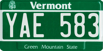 VT license plate YAE583
