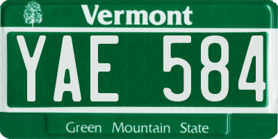 VT license plate YAE584