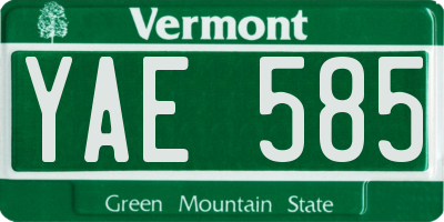 VT license plate YAE585
