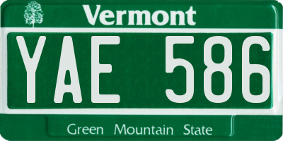 VT license plate YAE586