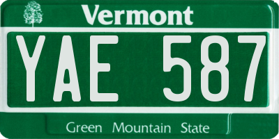 VT license plate YAE587
