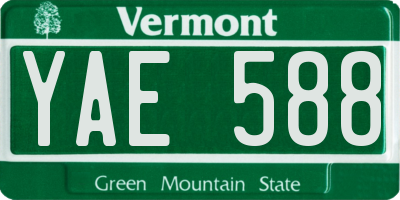 VT license plate YAE588