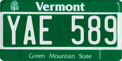 VT license plate YAE589