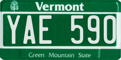 VT license plate YAE590