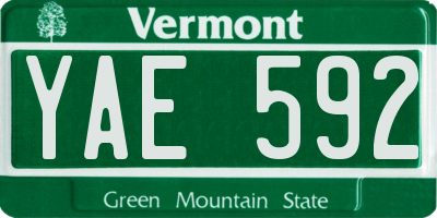 VT license plate YAE592