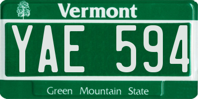 VT license plate YAE594