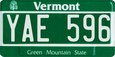 VT license plate YAE596