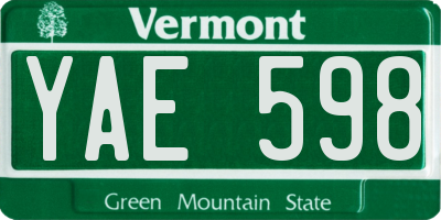 VT license plate YAE598