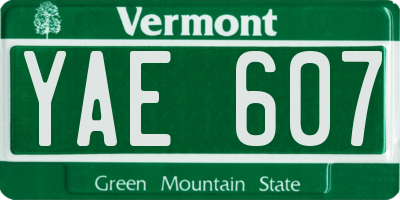 VT license plate YAE607