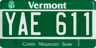 VT license plate YAE611