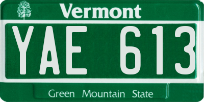 VT license plate YAE613