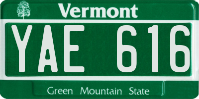 VT license plate YAE616