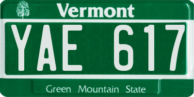 VT license plate YAE617