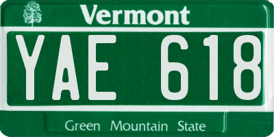 VT license plate YAE618
