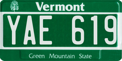 VT license plate YAE619
