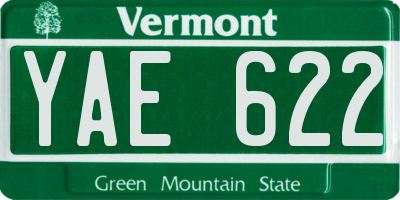 VT license plate YAE622