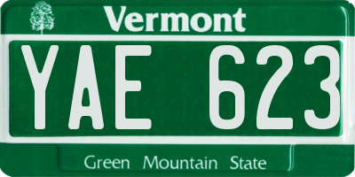 VT license plate YAE623