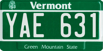 VT license plate YAE631