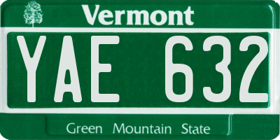 VT license plate YAE632