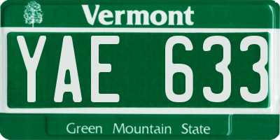 VT license plate YAE633