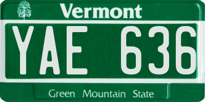 VT license plate YAE636