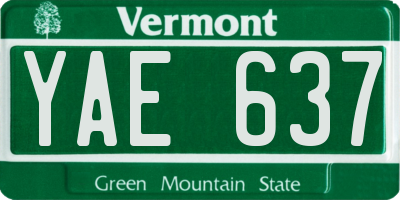 VT license plate YAE637
