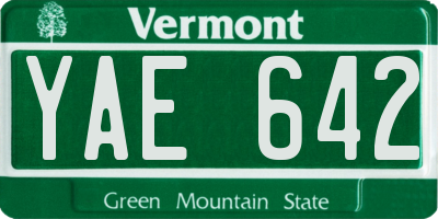 VT license plate YAE642